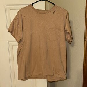 Tan Distressed T-Shirt